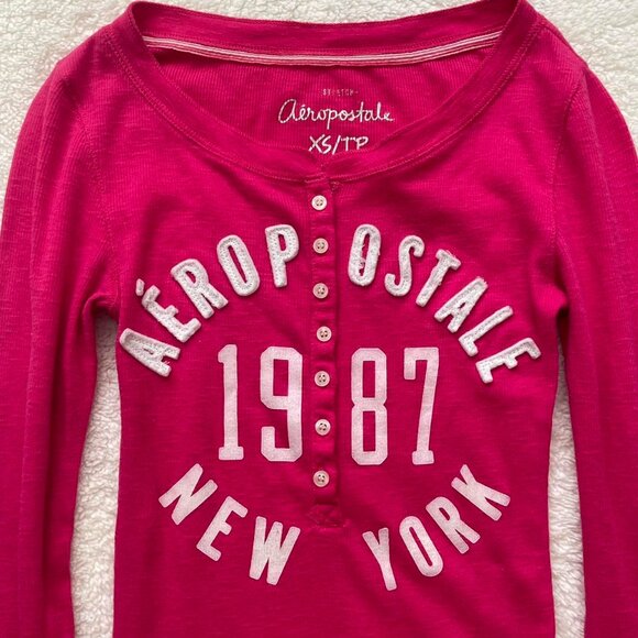 Hot Pink Aeropostale Long Sleeve Top - Picture 2 of 7